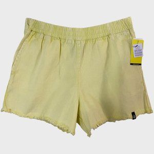 Volcom Strutin Stone Cotton Twill Shorts Women's Large Yellow Raw-Hem Casual New
